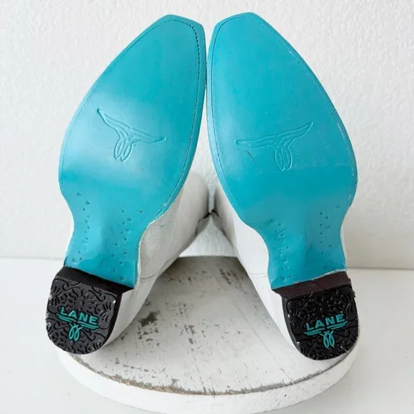 Lane Boots EMMA JANE White Suede Cowboy Western Cowgirl Mid Calf Snip Toe 8.5 - Picture 10 of 13